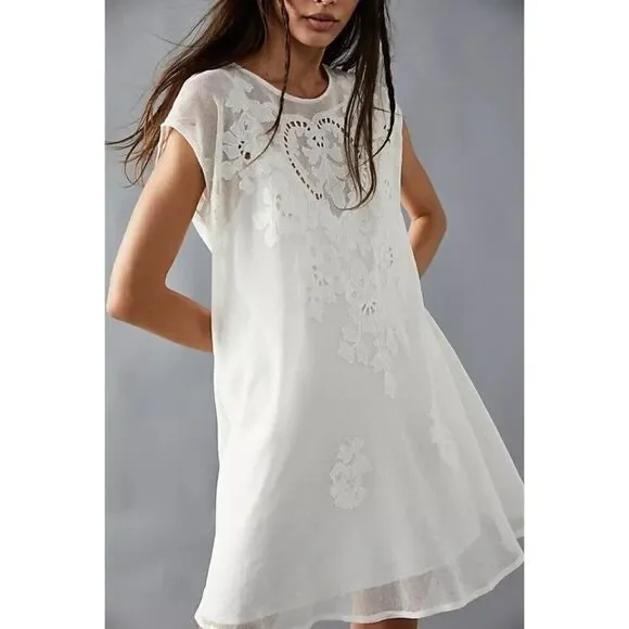 NWT FREE PEOPLE Sz XL KELSEY MINI DRESS IN IVORY - Picture 4 of 5